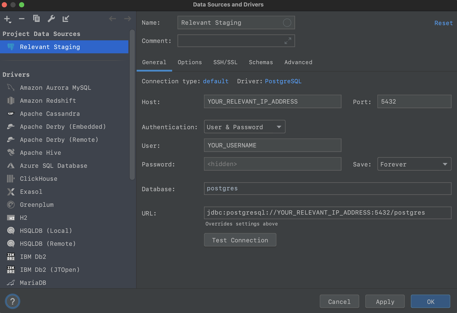 DataGrip Setup to Connect to the Relevant Data Warehouse | Relevant ...